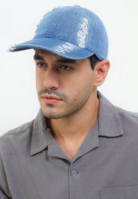 Ripped Denim Baseball Cap - Light Denim