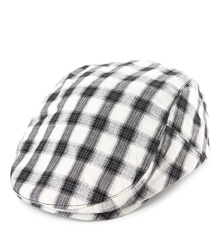 Plaid Flat Cap - Black