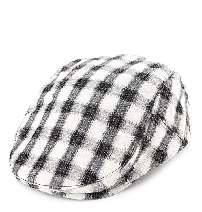 Plaid Flat Cap - Black