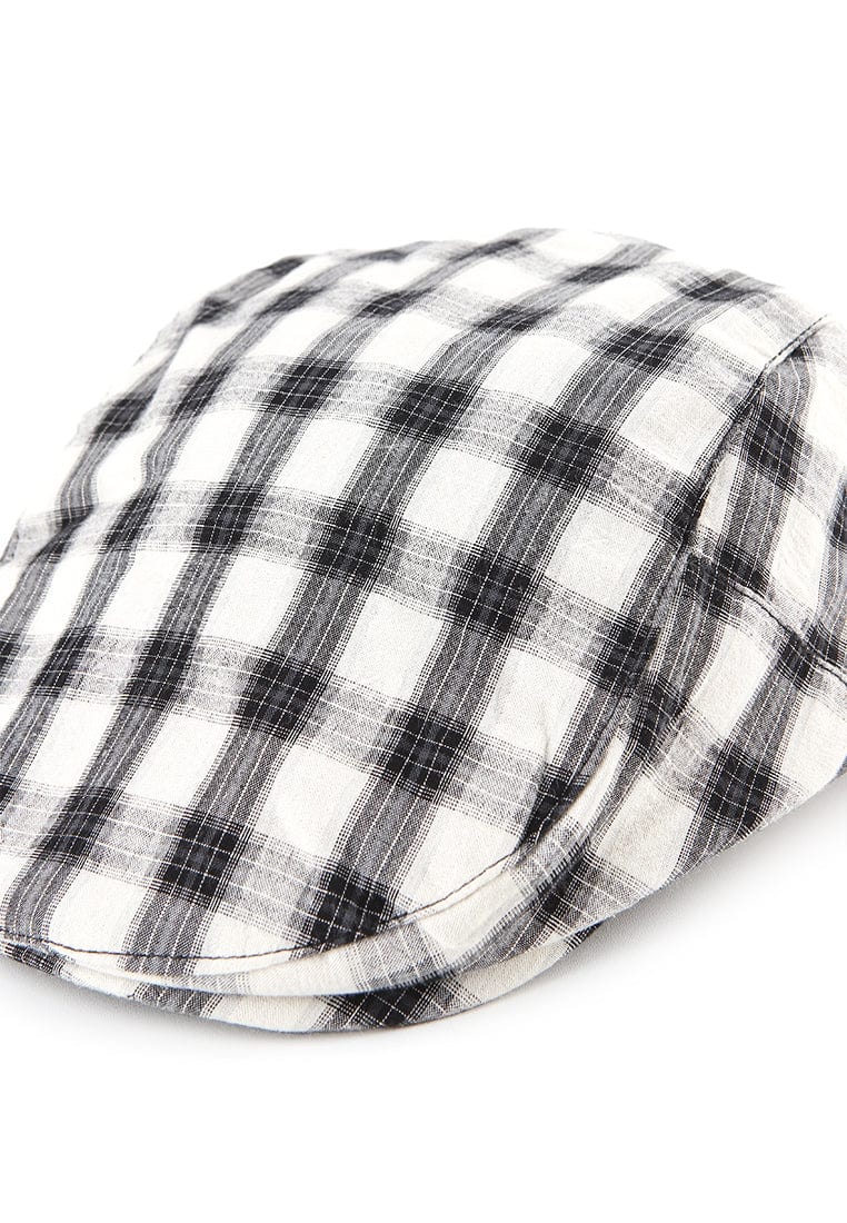 Plaid Flat Cap - Black