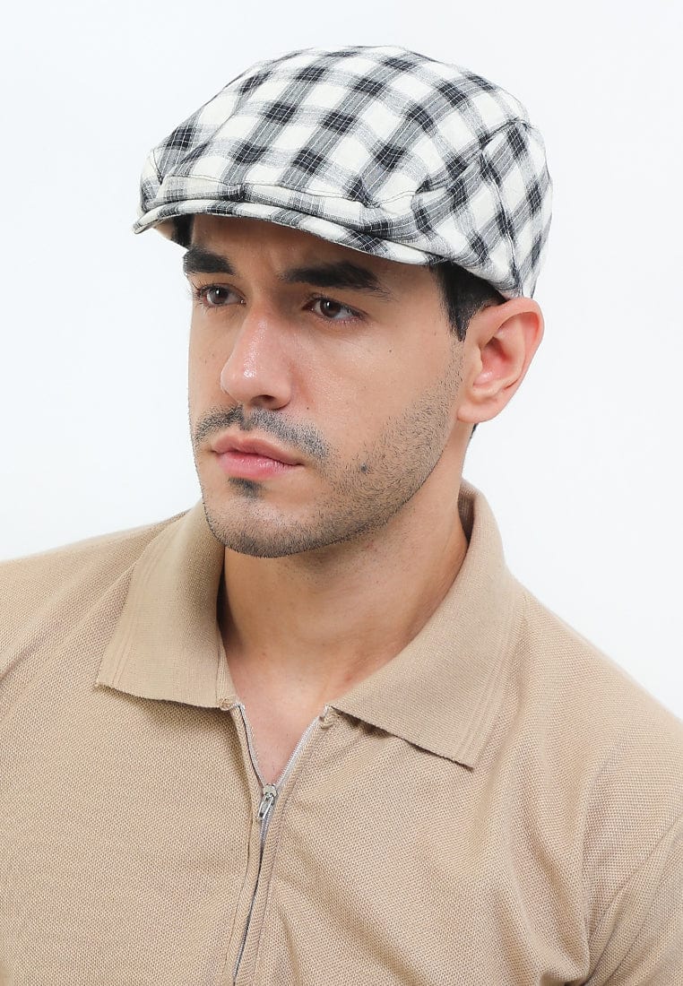 Plaid Flat Cap - Black