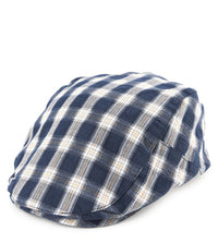 Plaid Flat Cap - Navy