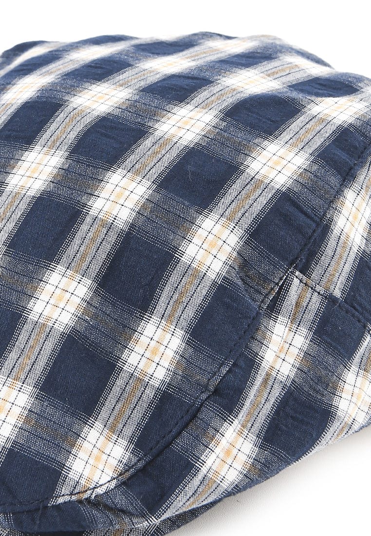 Plaid Flat Cap - Navy