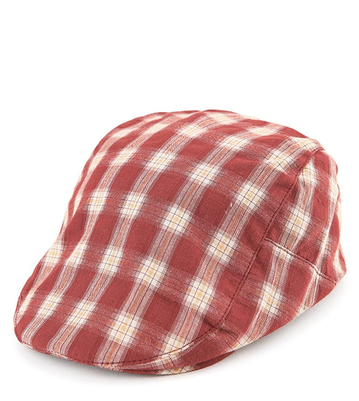 Plaid Flat Cap - Red