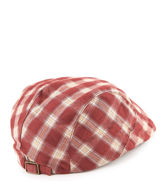Plaid Flat Cap - Red
