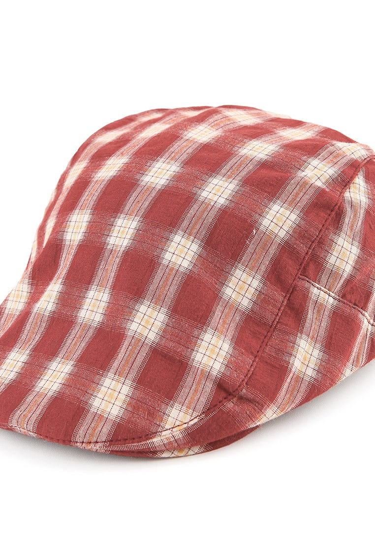 Plaid Flat Cap - Red