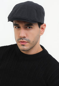 Linen Flat Cap - Black