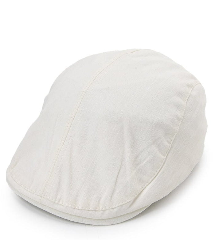 Linen Flat Cap - White