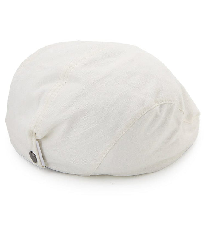 Linen Flat Cap - White