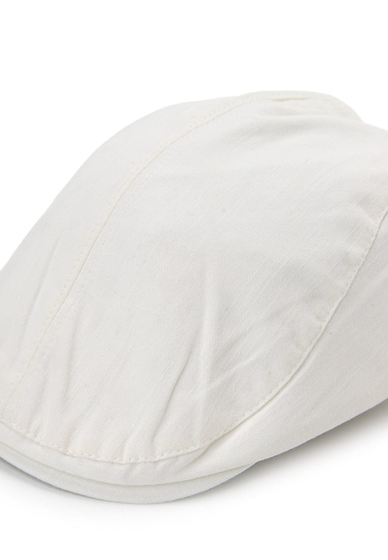 Linen Flat Cap - White