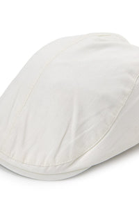 Linen Flat Cap - White