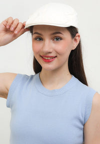 Linen Flat Cap - White