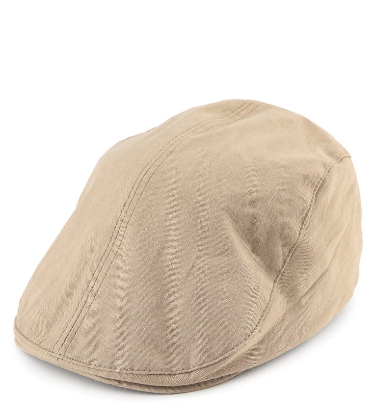 Linen Flat Cap - Beige