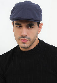 Linen Flat Cap - Navy