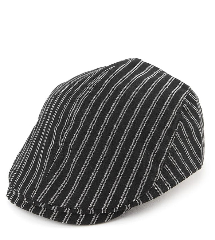 Striped Flat Cap - Black