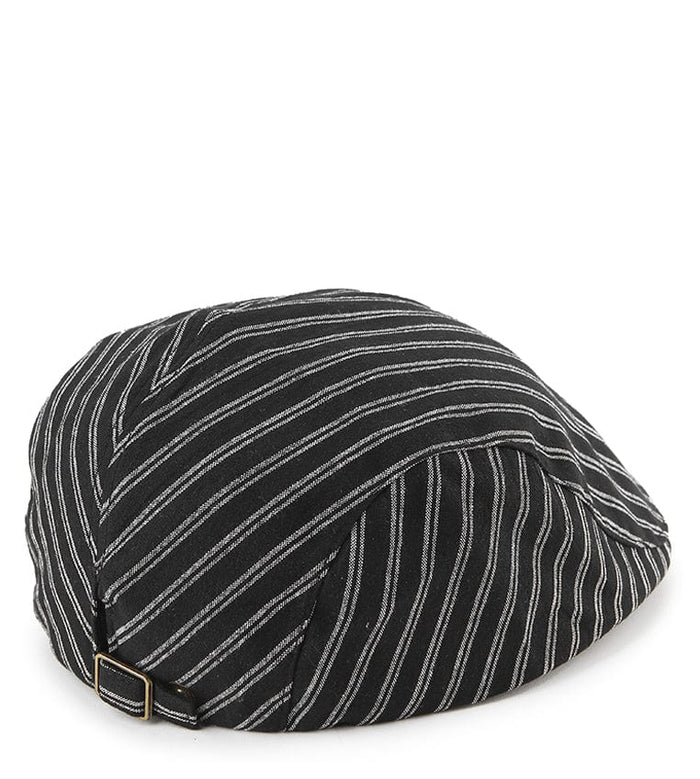 Striped Flat Cap - Black