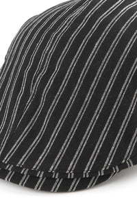 Striped Flat Cap - Black