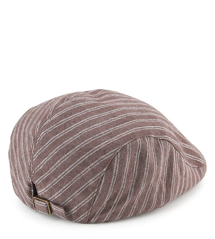 Striped Flat Cap - Brown
