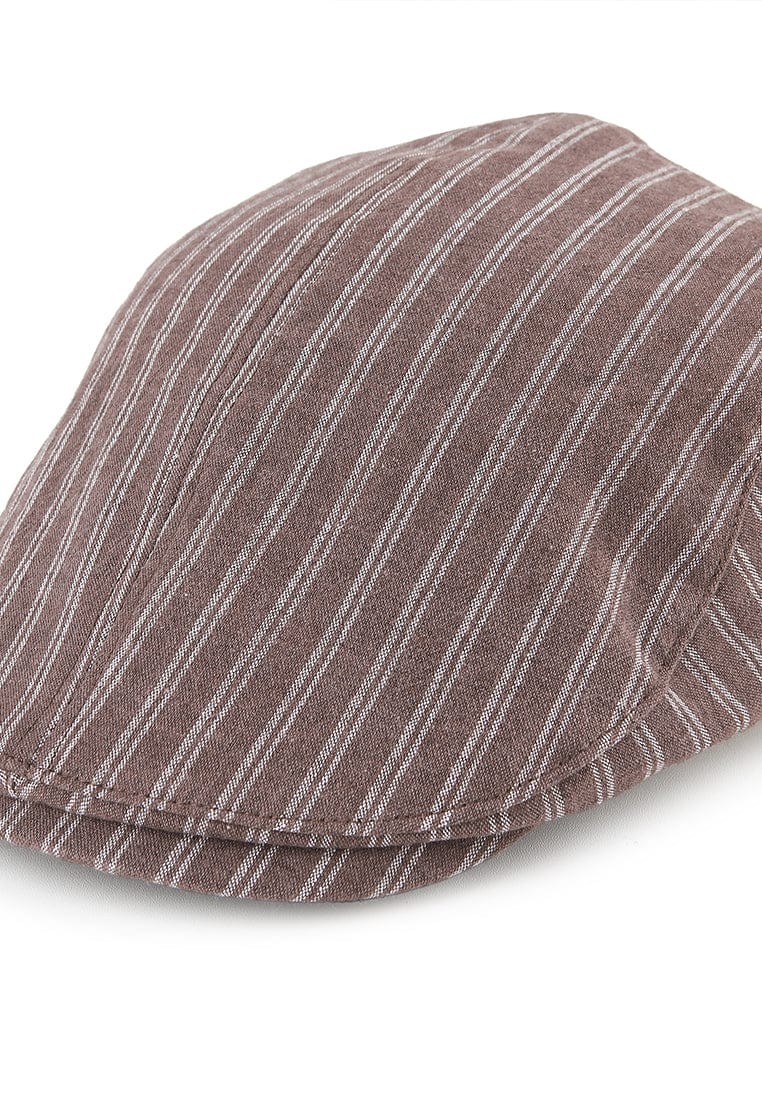 Striped Flat Cap - Brown