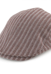 Striped Flat Cap - Brown