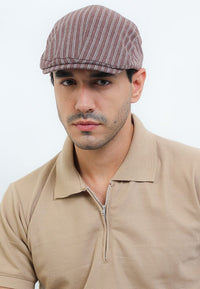 Striped Flat Cap - Brown