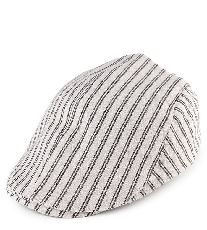 Striped Flat Cap - Cream