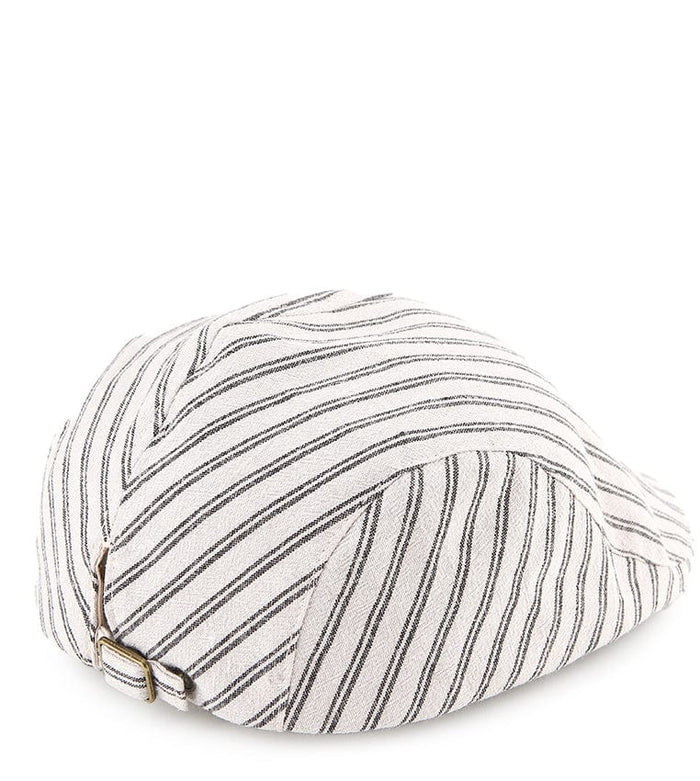 Striped Flat Cap - Cream