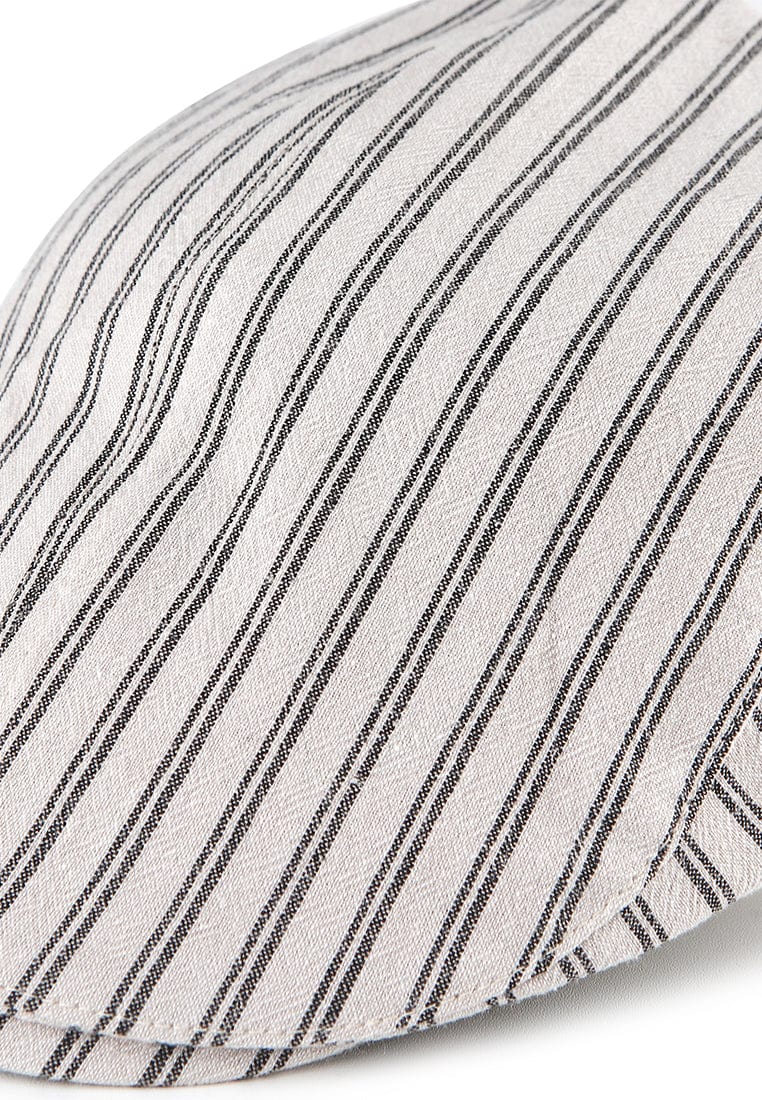 Striped Flat Cap - Cream