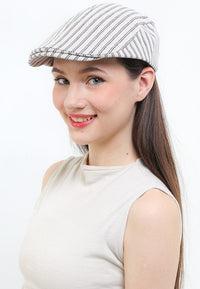 Striped Flat Cap - Cream
