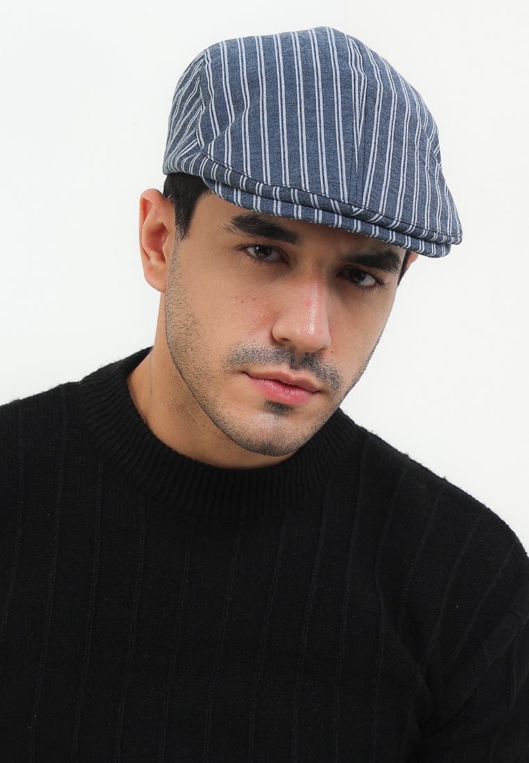 Striped Flat Cap - Blue