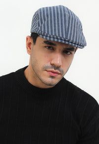 Striped Flat Cap - Blue