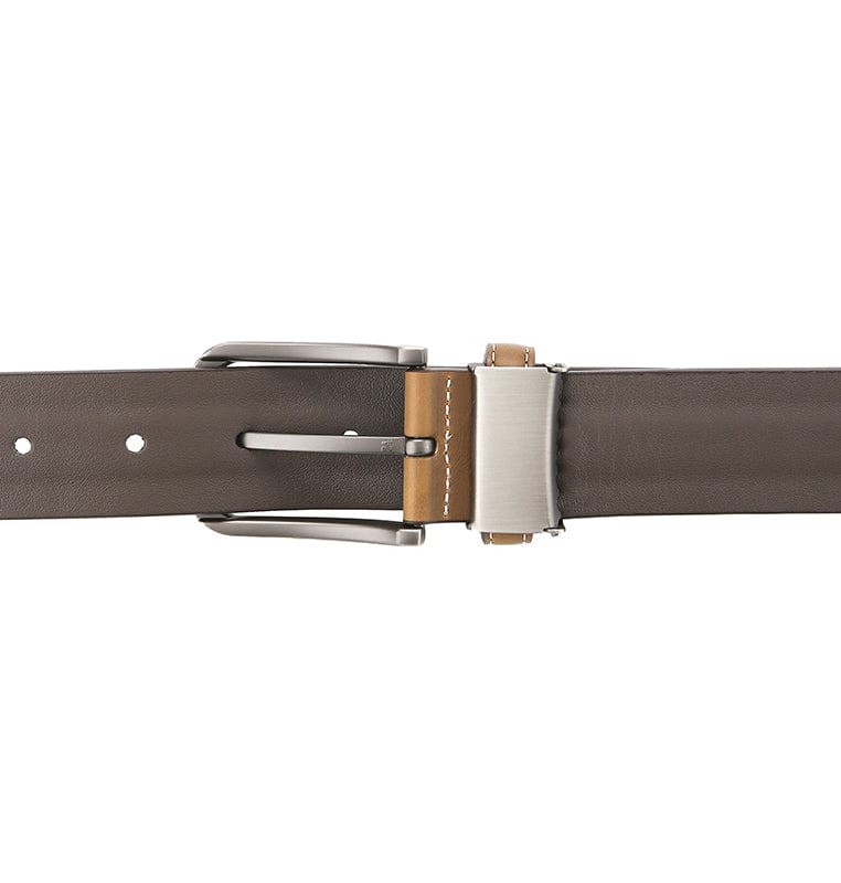 Matte Plated Pin Buckle Top Grain Leather Belt - Camel