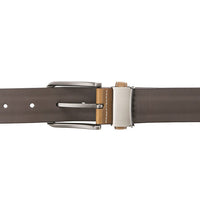 Matte Plated Pin Buckle Top Grain Leather Belt - Camel