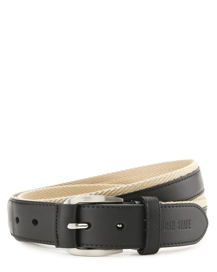 Canvas Lux Pin Buckle Top Grain Leather Belt - Black