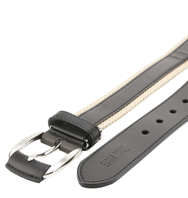 Canvas Lux Pin Buckle Top Grain Leather Belt - Black