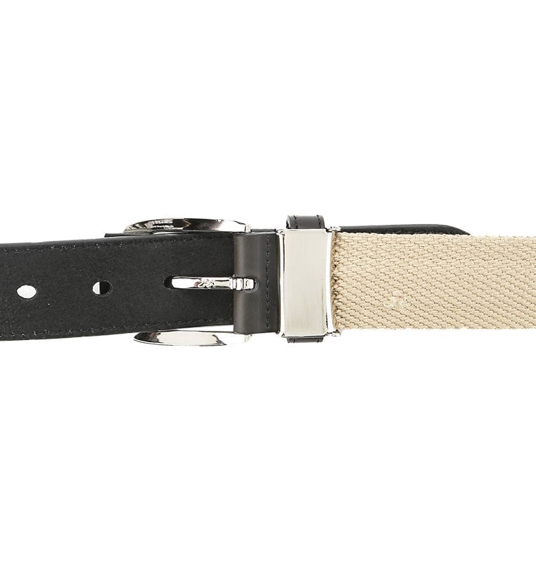 Canvas Lux Pin Buckle Top Grain Leather Belt - Black