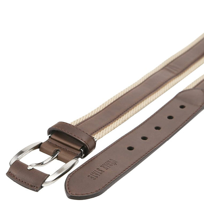 Canvas Lux Pin Buckle Top Grain Leather Belt - Brown