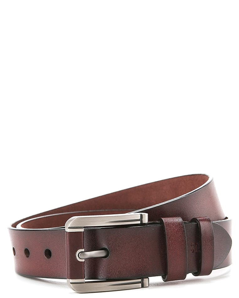 Rugged Pin Buckle Top Grain Leather Belt - Brown