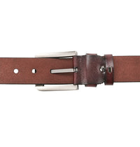 Rugged Pin Buckle Top Grain Leather Belt - Brown