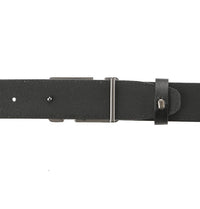 Icon Plate Buckle Top Grain Leather Belt - Black