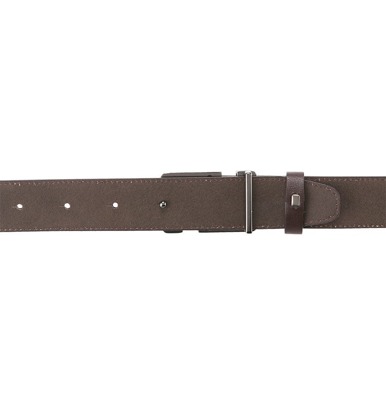 Icon Plate Buckle Top Grain Leather Belt - Brown