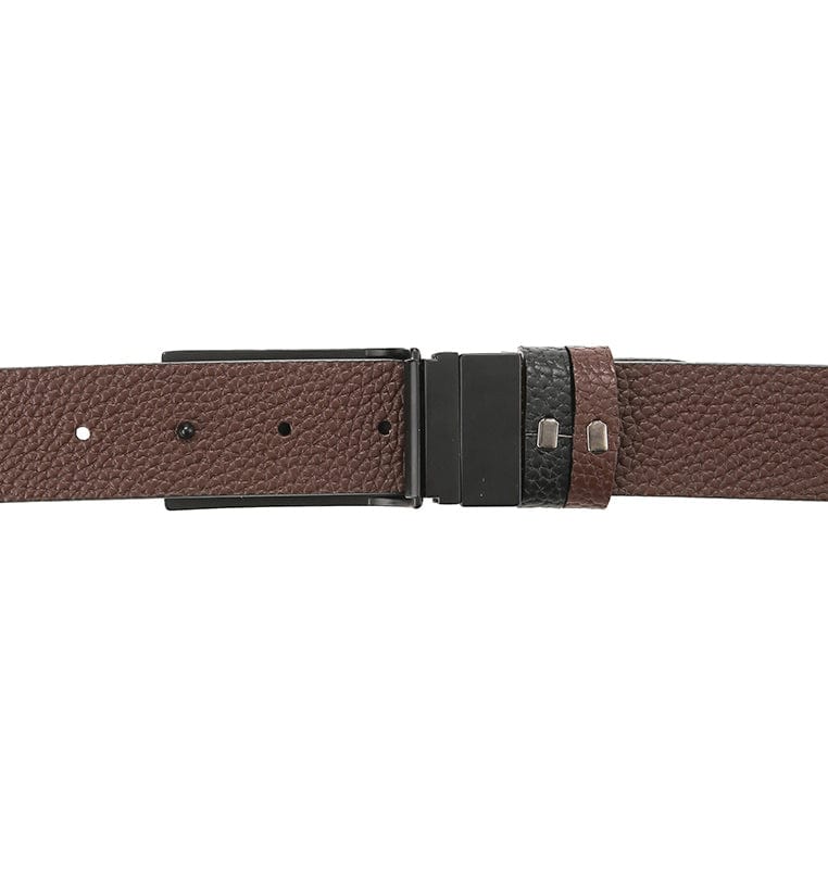 Admiral Plate Buckle Reversible Top Grain Leather Belt - Black Brown