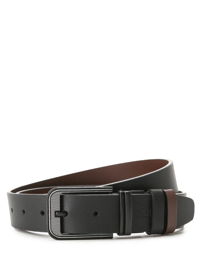 Neo Pin Buckle Reversible Top Grain Leather Belt - Black Brown