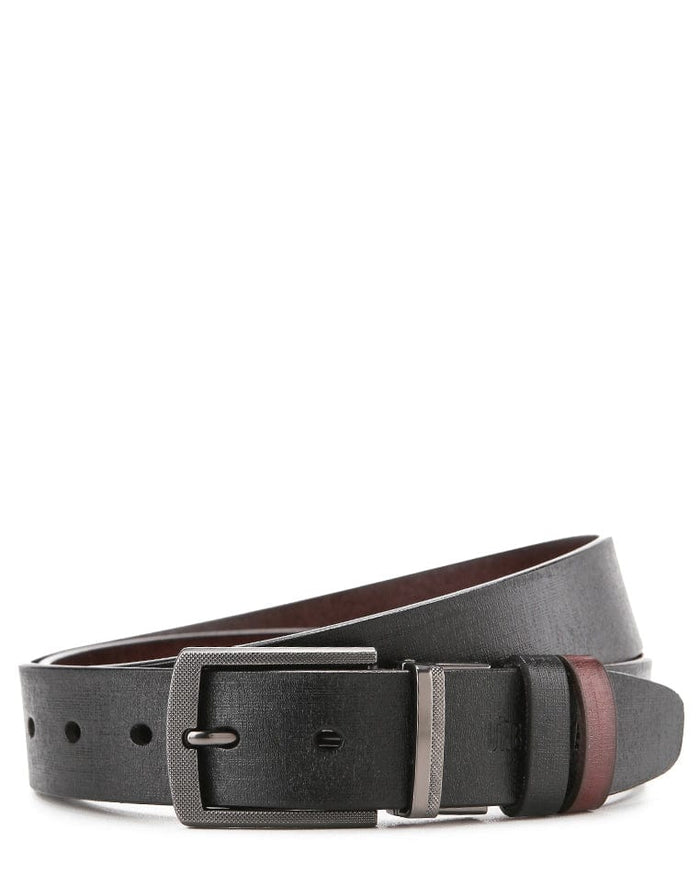 Ranch Pin Buckle Reversible Top Grain Leather Belt - Black Brown