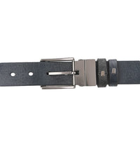 Ranch Pin Buckle Reversible Top Grain Leather Belt - Black Blue