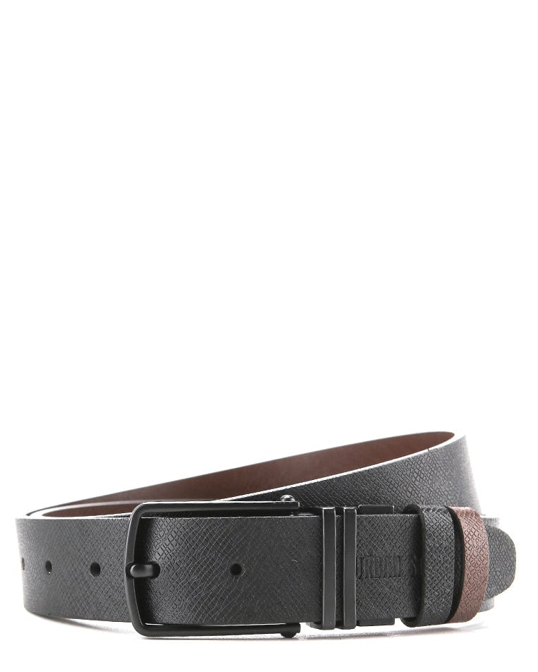 Noir Pin Buckle Reversible Top Grain Leather Belt - Black Brown