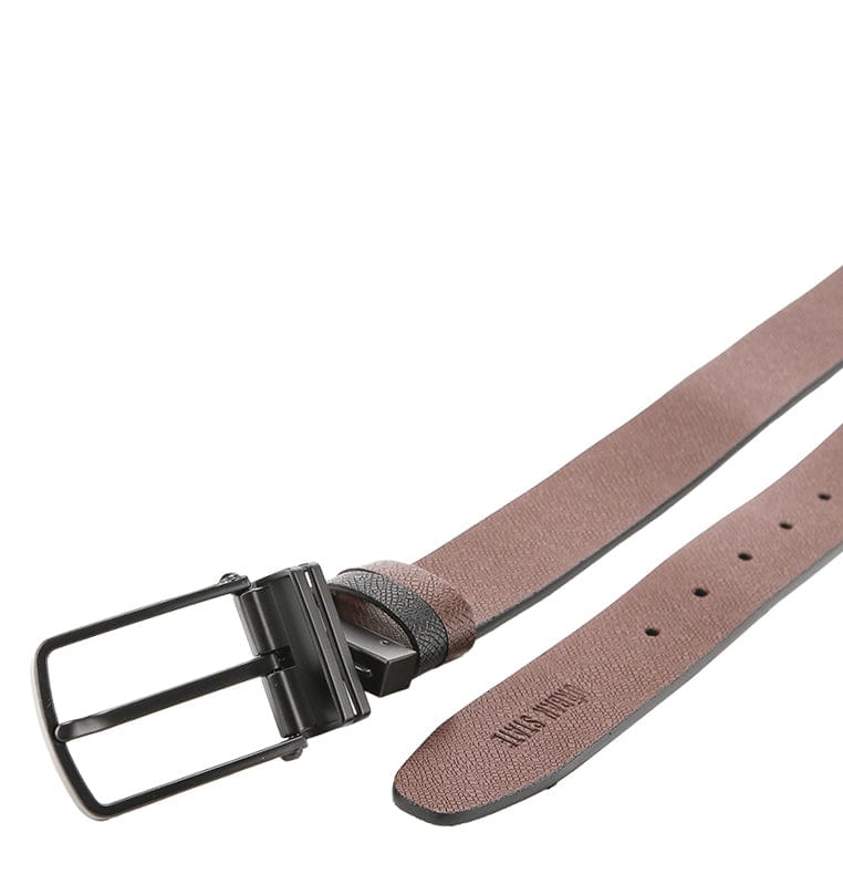 Noir Pin Buckle Reversible Top Grain Leather Belt - Black Brown