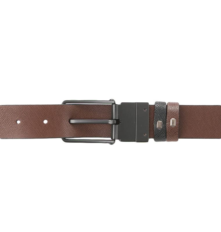 Noir Pin Buckle Reversible Top Grain Leather Belt - Black Brown