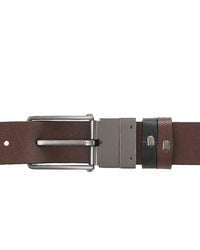 Gunmetal Pin Buckle Reversible Top Grain Leather Belt - Black Brown