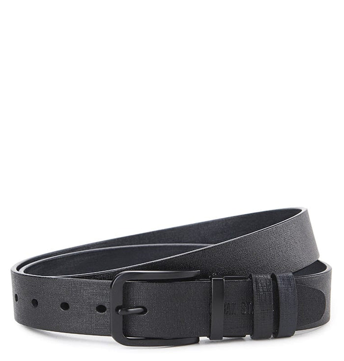 Dualist Pin Buckle Reversible Top Grain Leather Belt - Black Blue